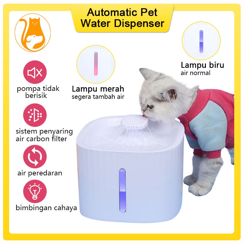 Hugopet Dispenser Tempat Minum Hewan Otomatis Pet Water Dispenser Fountain Tempat Minum Kucing  Anjing Drinking Bowl 3 Liter Air Mancur Minum Hewan Peliharaan