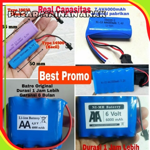 BATERAI MOBIL REMOT CONTROL  4,8VOLT 3,7 VOLT 6 VOLT 7,2 VOLT 7,4 VOLT 9,6 VOLT ORIGINAL BATRE MOBIL