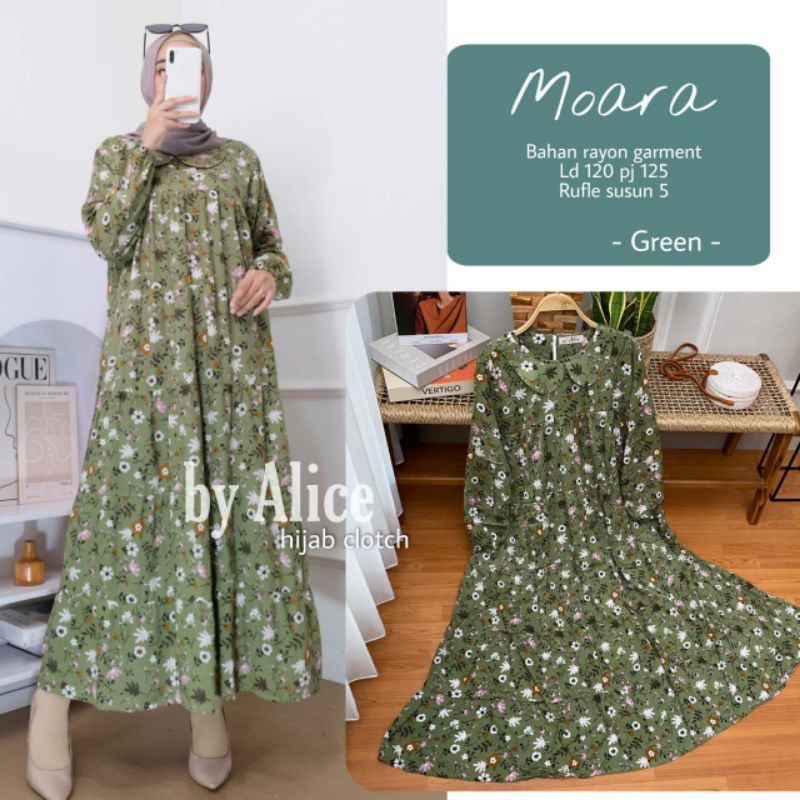 MOARA MIDI DRESS / MIDI DRESS RAYON PREMIUM / MIDI DRESS RAYON MOTIF BUNGA / GAMIS RAYON / DRESS RAY
