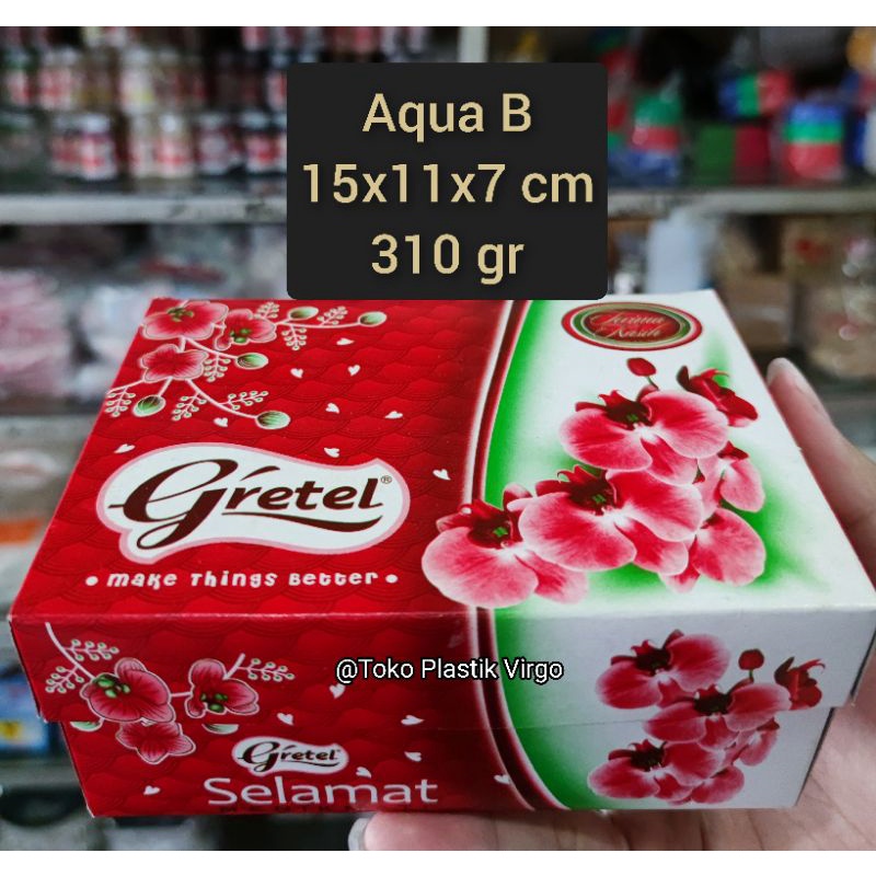 

Box / Kardus / Dus Snack Kue Makanan - 15x11x7 cm - Aqua B Merah Putih Bunga