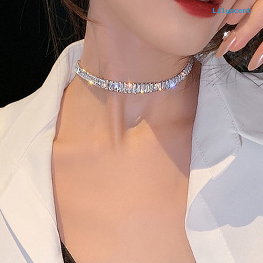 Kalung Choker Adjustable Bahan Cubic Zirconia Untuk Pernikahan