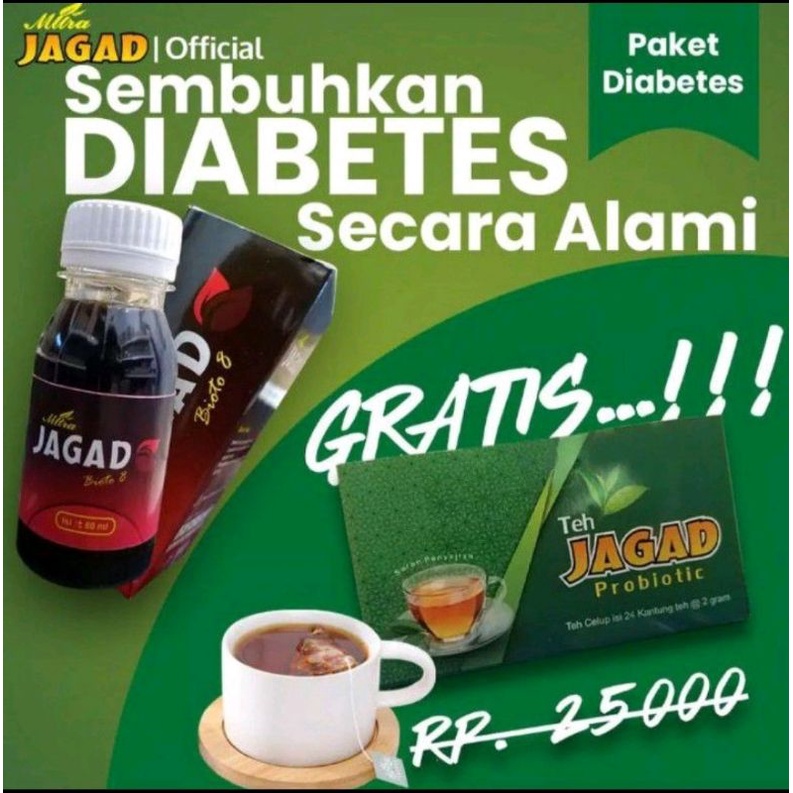 

Paket Diabet Sembuh Alami ( Jagad Bioto 8 sirup + Teh Probiotik Celup )