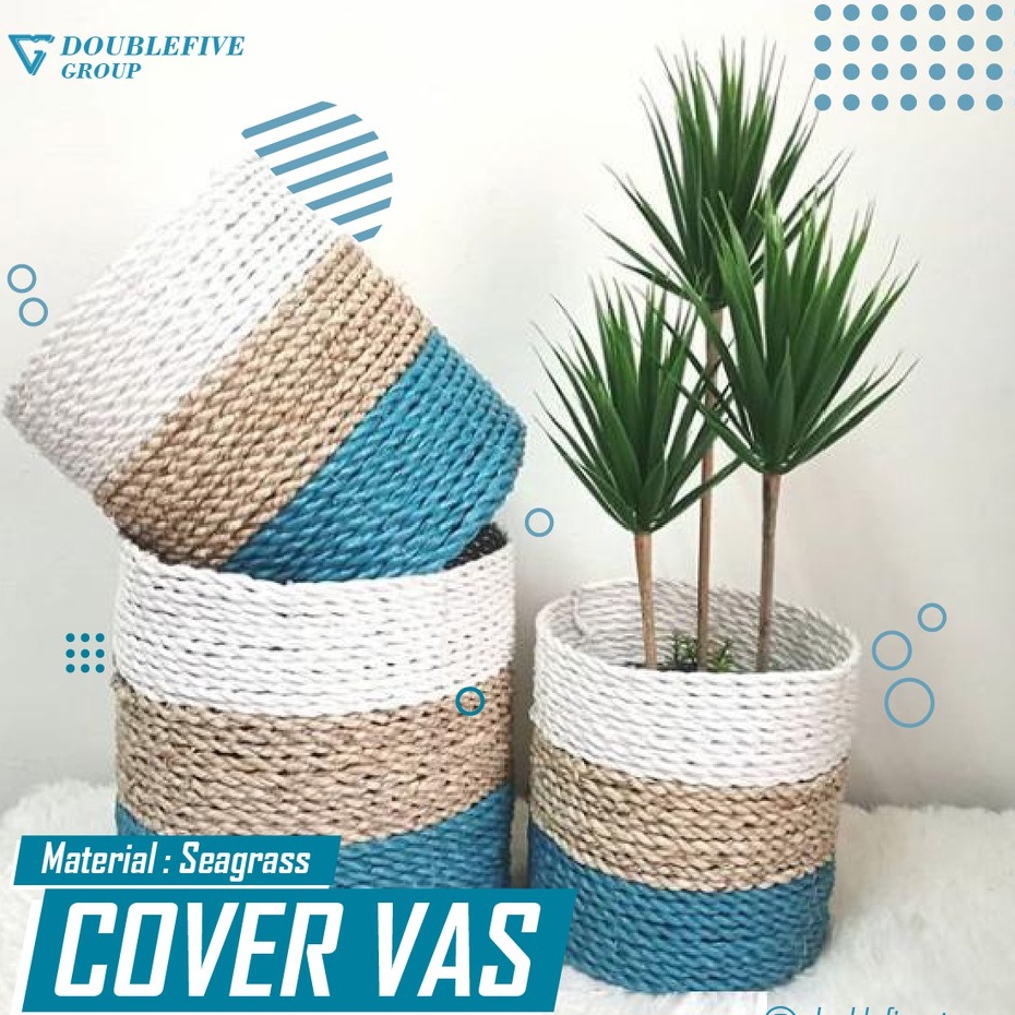 Cover Pot Anyaman isi 3. Seagrass Basket, Hiasan Keranjang Anyam