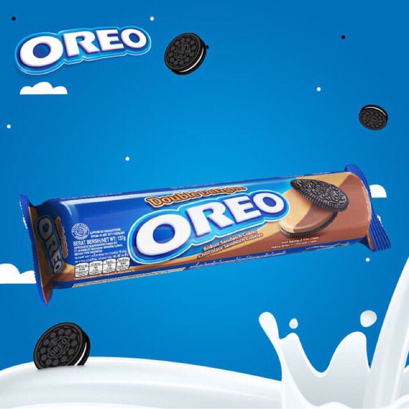 

Oreo Peanut Butter And Chocola 133gr biskuit kream dua rasa varian terbaru rasa kacang coklat