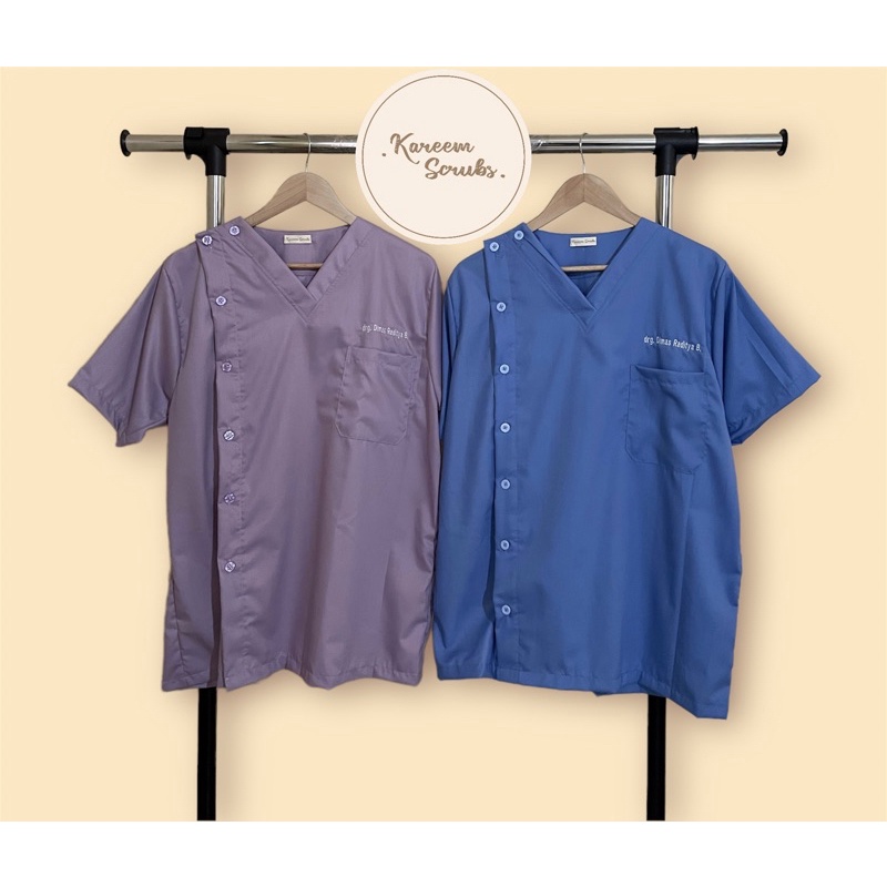 Scrub Korea Leher V / Baju Jaga Korea Leher V / Scrub Dokter Korea V / Scrub Perawat Korea V / Baju 