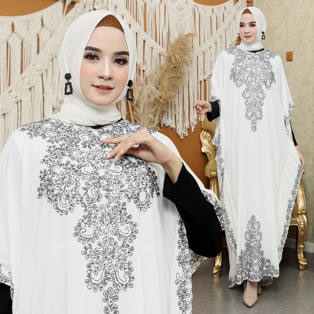 HOPYLOVY Kaftan Wanita Dengan Furring Terbaru Kombinasi Payet Gemini