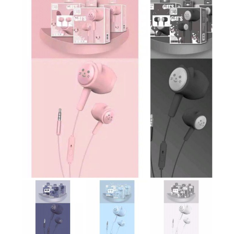 Headset/handsfree/hf super bass U49 macaron cat