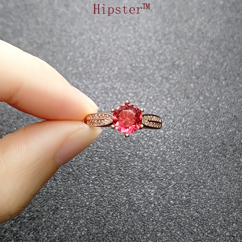 Hot Sale Elegant Graceful Inlaid Crystal Ruby Ring