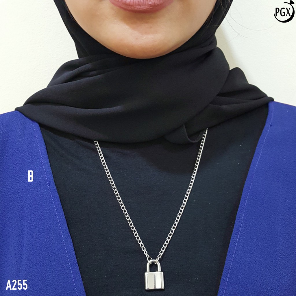 PGX Kalung Rantai Wanita Gembok Panjang Hijab Multilayer - A255