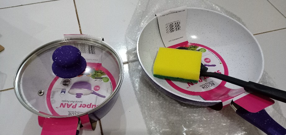 Orisinil - Panci Keramik Super Pan Purple (ungu) Bolde - Isi 5 Set