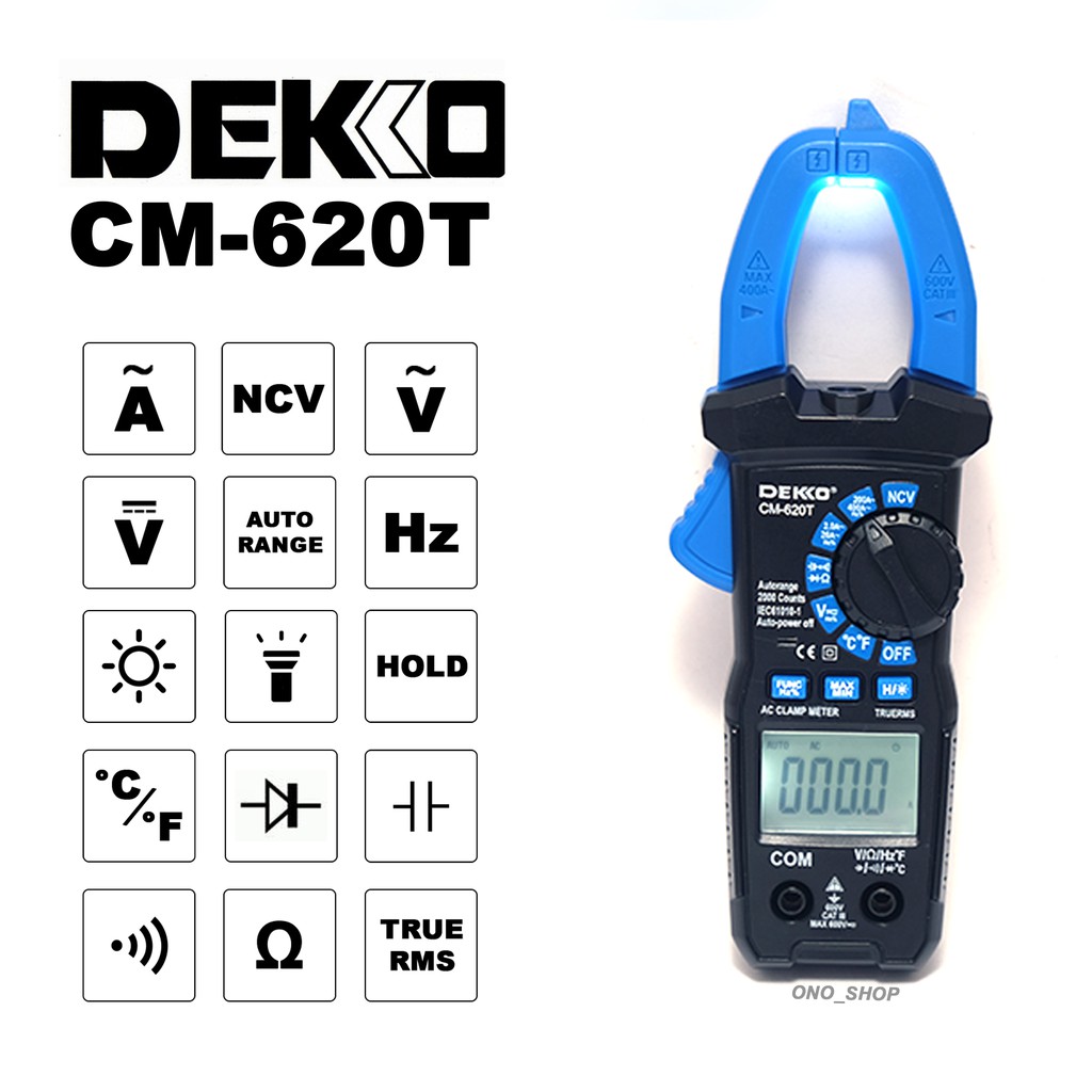 Digital AC Clamp Meter True RMS 600 Ampere - Dekko CM-620T