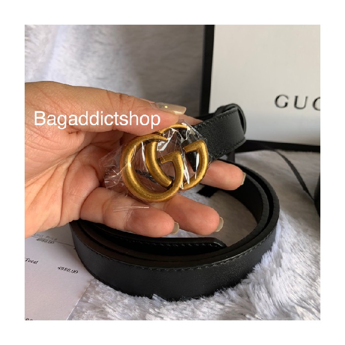 Gucci GG Jual VIP Sabuk Belt Black Mirror Pinggang Diskon BagAddict 2cm Marmont