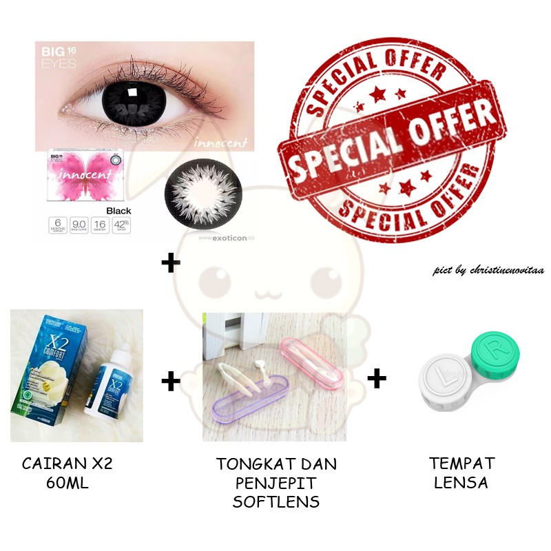 Softlens X2 Innocent BIG EYES 16mm - Normal - Paket Softlens Pemula - Exoticon