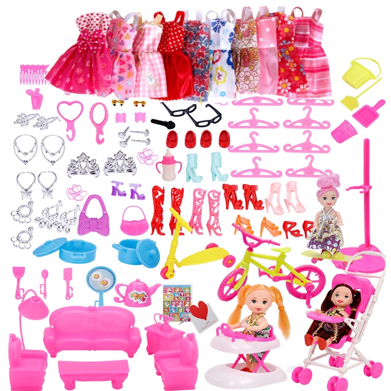barbie doll set with dresses