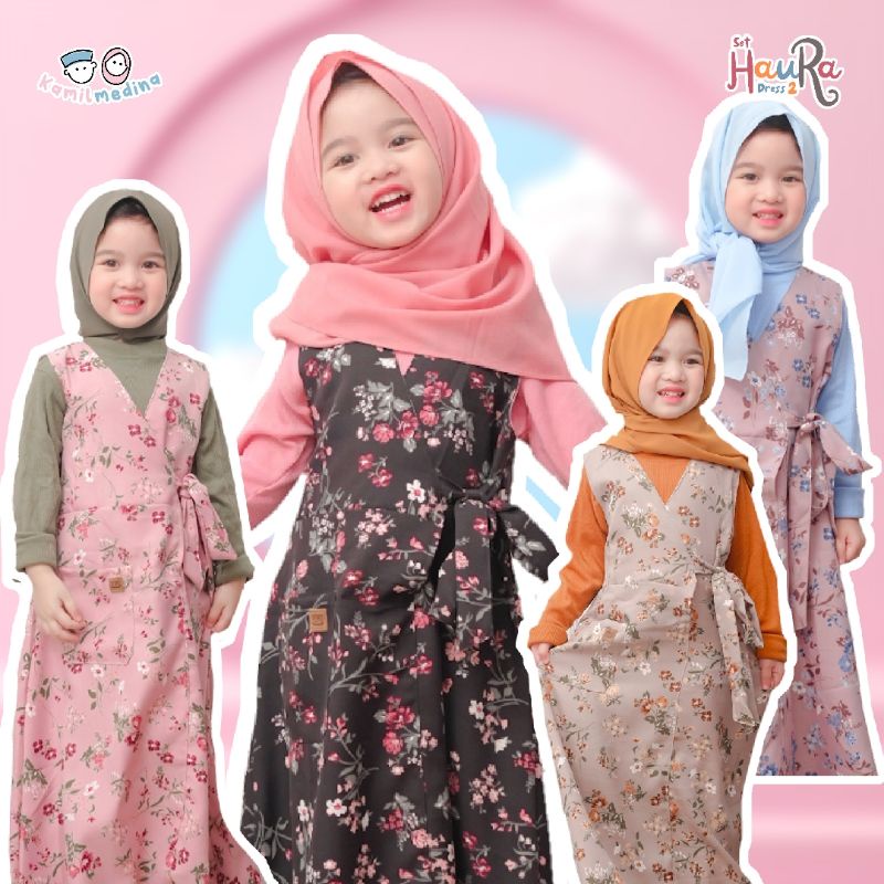 Kamil Medina - Set Haura 2 Dress size 6th - 14th - Dress Anak motif bunga Gamis Haura by Kamil Medina kidsdiaryplus