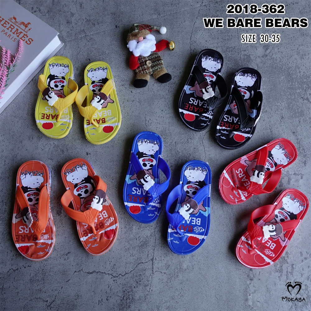 Sandal jepit LED anak cowok motif We Bare Bears Keren Import Mokaya size 30-35 //( LED WE BARE BEAR)