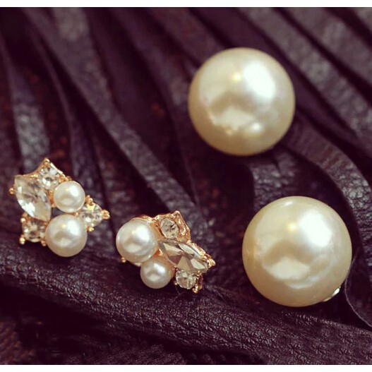 New Korean style alloy pearl earrings fashion piercing earrings ladies earrings rhinestone earrings jewelry wholesale