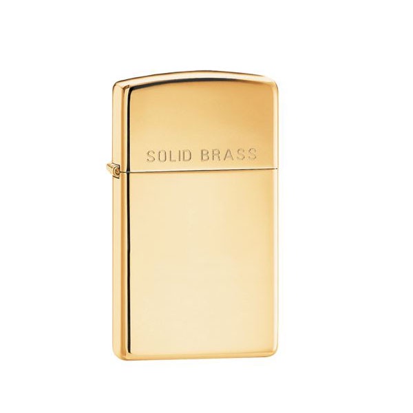 Zippo Slim High Polish Solid Brass Engraved
