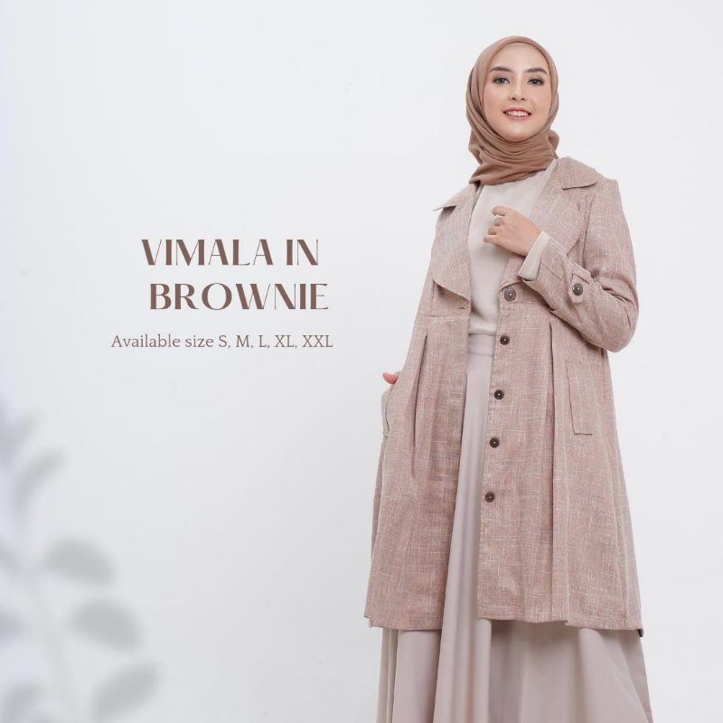 perlengkapan fashion wanita baju outer vimala coat brownie