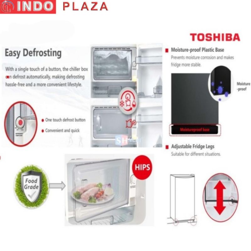 KULKAS 1 PINTU TOSHIBA GR-RD196 / 235 CC DMF RED FLOWER