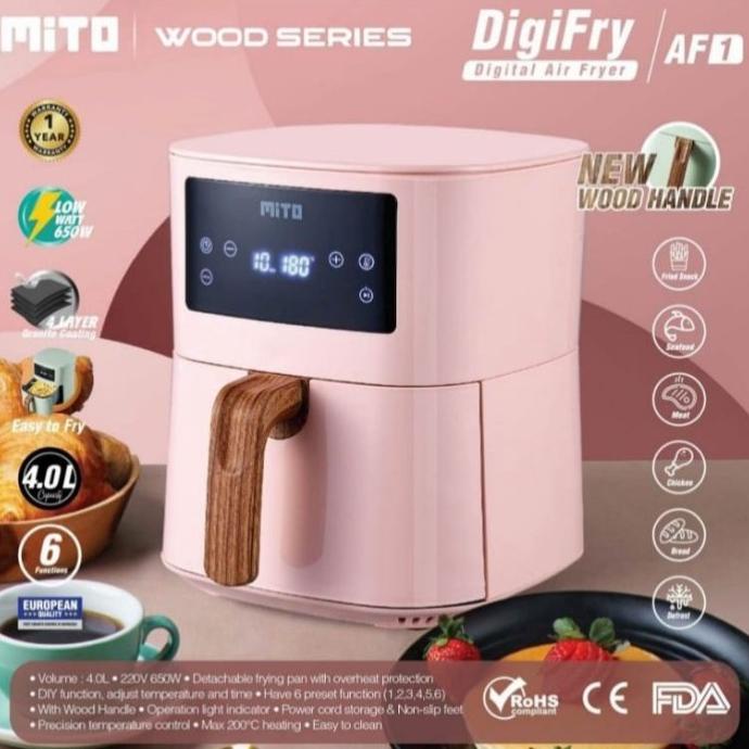 MITO DIGIFRY DIGITAL AIR FRYER AF1 AF 1 4L LOW WATT NEW WOOD HANDLE stok melimpah