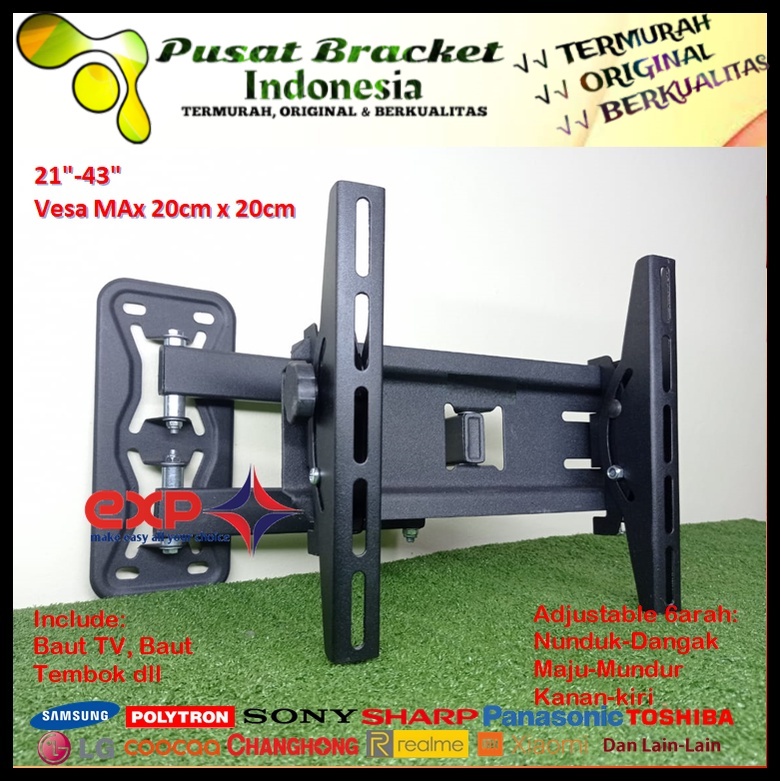 Bracket TV REALME 14 s/d 43 inch 6 ARAH FULL BESI SUPER KOKOH GARANSI 100% ORI