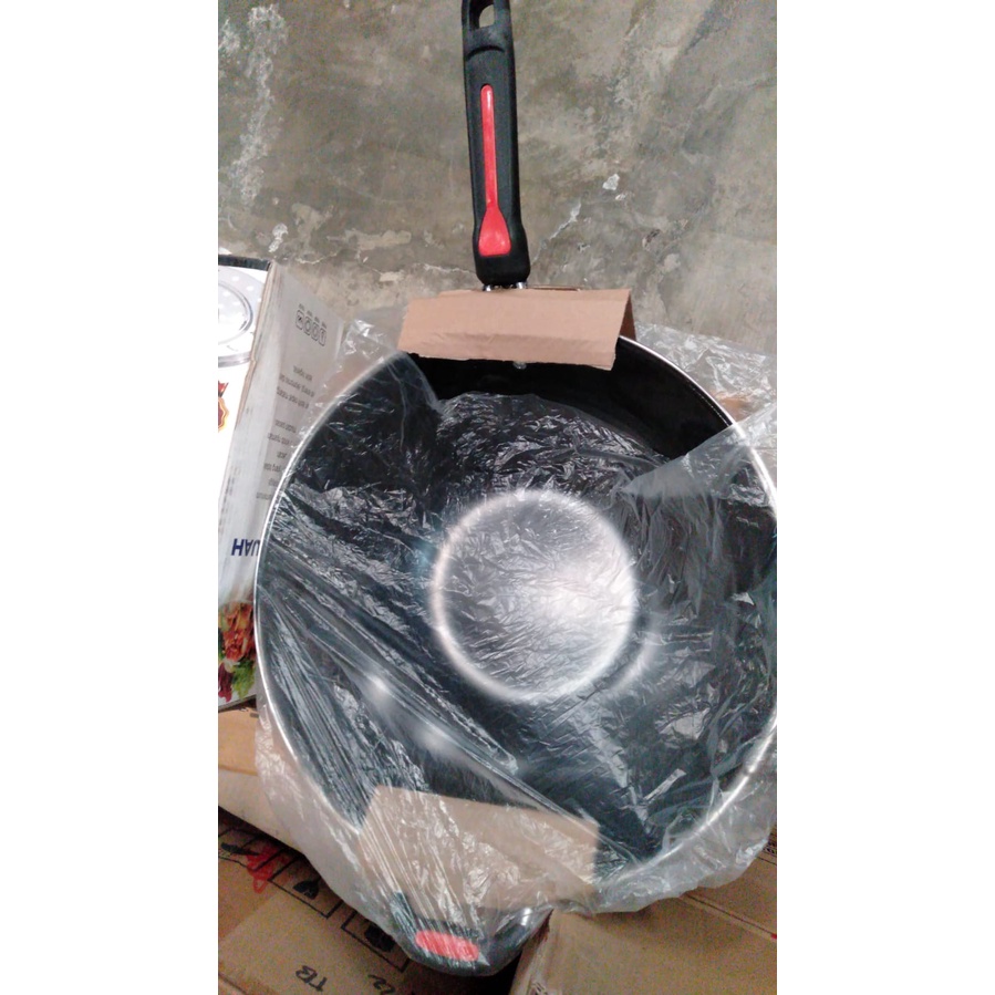 Wajan Enamel Gagang Marble Warna 34 cm Penggorengan Warna HITAM Wajan Anti Lengket 1034P/1032P