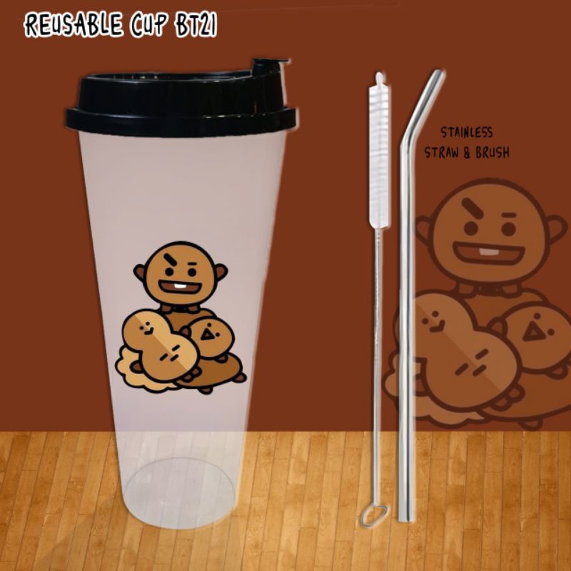 FREE SEDOTAN STAINLESS+FREE BRUSH!!!.REUSABLE CUP B T S/REUSABLE CUP BT 21/TUMBLER B T ES/TEMPAT MINUM LUCU