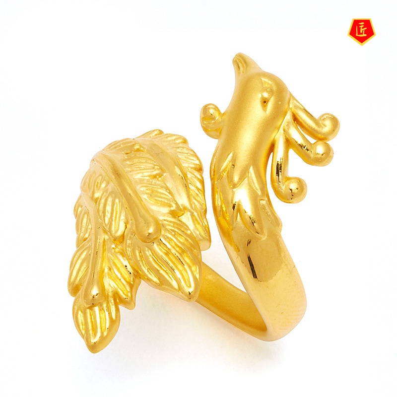 [Ready Stock]3D Golden Phoenix Ring Korean Fashion Temperament