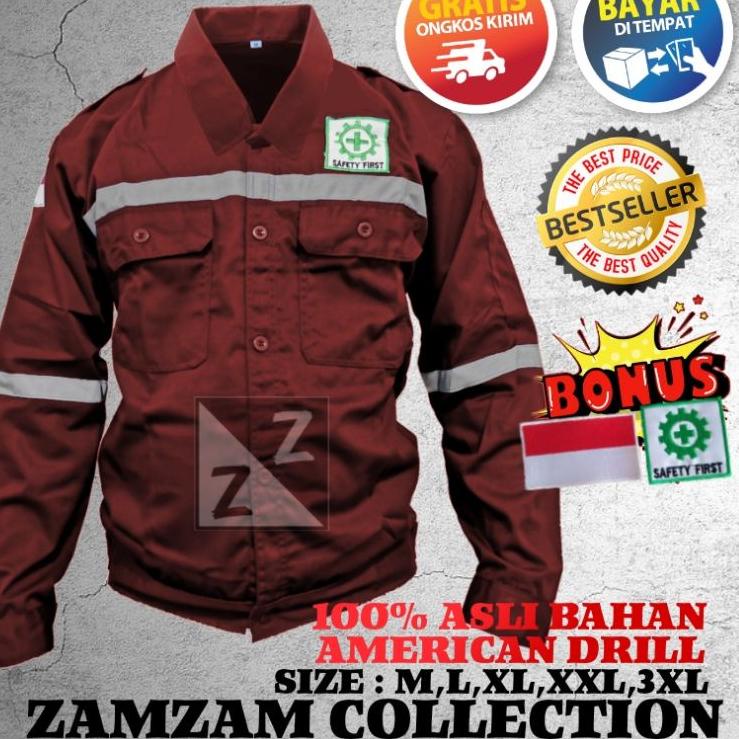 Berkualitas BAJU SAFETY KATELPAK WERPAK KEMEJA SERAGAM SAFETY KERJA TEHNIK LAPANGAN BAJU SAFETY LENG