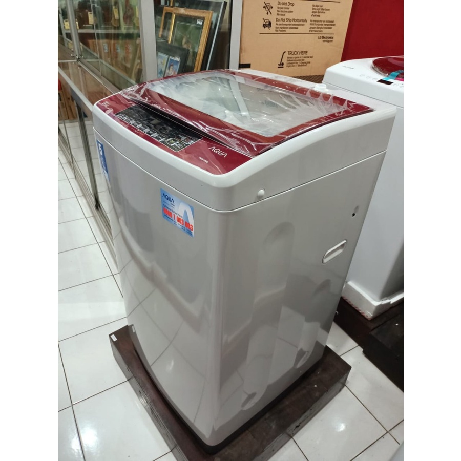 Mesin Cuci 1 Tabung AQUA Sanyo AQW 98DD Hijab series Full Otomatis Glass Door Cuci dan Kering 9.5 KG