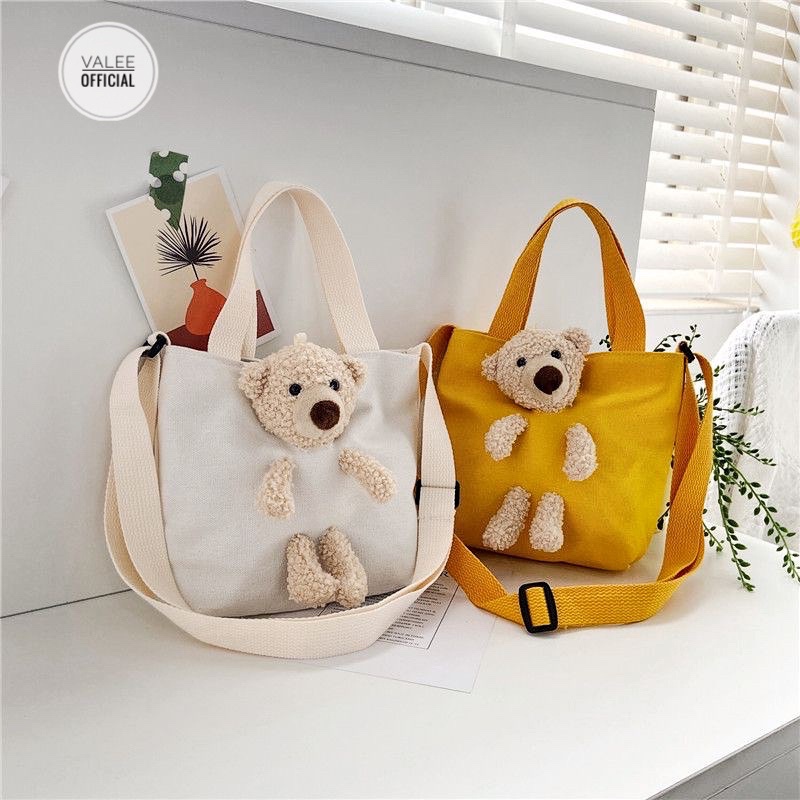 TERLARIS TAS KANVAS Boneka 3D IMPORT MOTIF LUCU TERMURAH HANDBAG 2in1 6616 souvernir Hand bag Tote bear teddy bear lucu 3D bisa Selempang