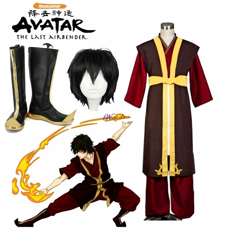 PREORDER Avatar The Last Airbender Zuko Cosplay Costume King's Prince Uniform Anime Aang Zuko Cosplay Shoes Wig For Halloween Party