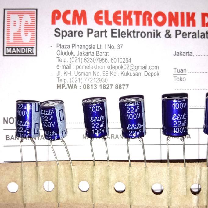 22Uf 100V 22Uf100V 22 Uf 100 V 22.100V Capacitor Elko Kapasitor Polar Pcmelebik54 Ayo Order