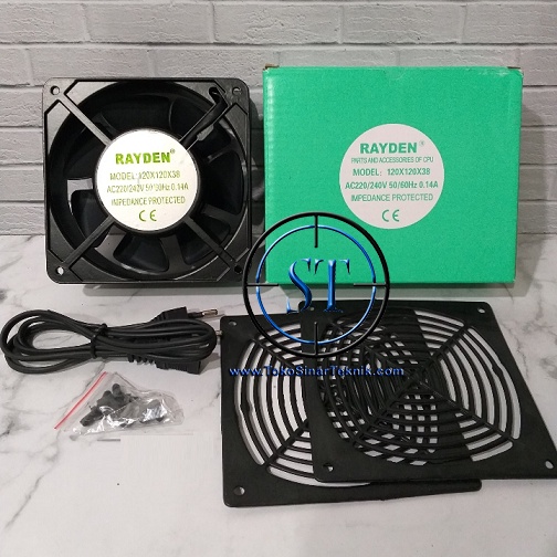 Fan AC 220V 12x12 Cooling Fan Exhaust Kipas Pendingin AC 220V 12cmx12cm LIstrik Kabel