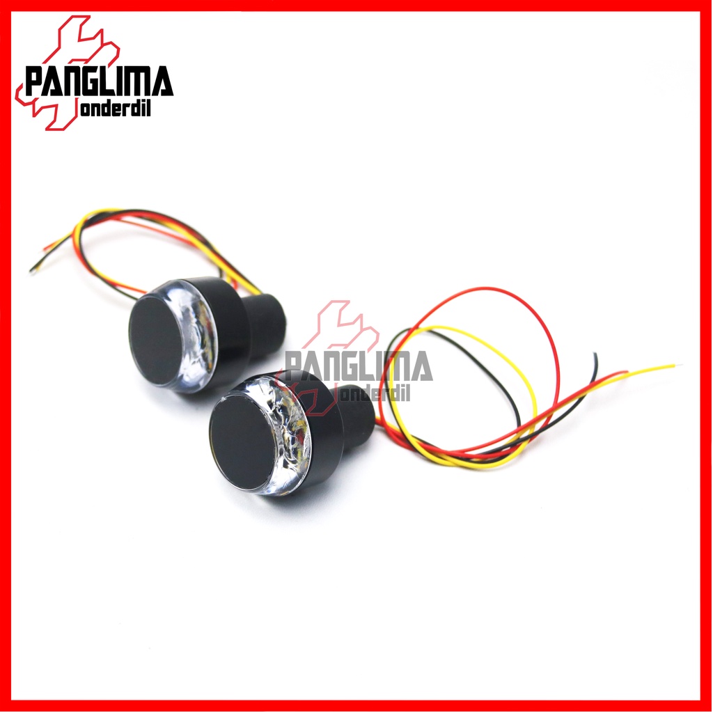 Jalu Stang LED 2 Mode Bandul Handle-Handel-Hendle-Hendle Setang-End Bar Senja Kuning-Sein-Sen Putih-Biru-Merah Universal-Untuk Semua Jenis Motor