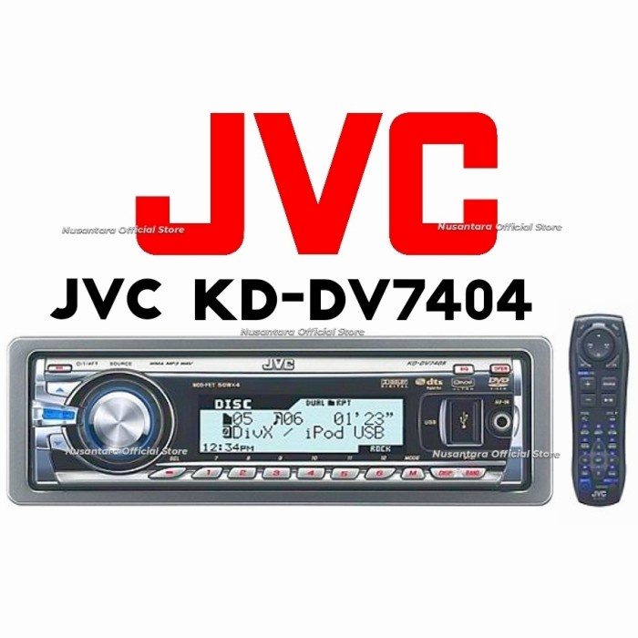 JVC SINGLE DIN HEAD UNIT DETACHABLE KD-DV7404 DVD USB AUX DV7404