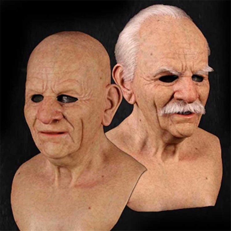 Jual Funny Old Man Mask Halloween Mask Creepy Mask Realistic Latex Adult Zombie Cosplay Mask Old 