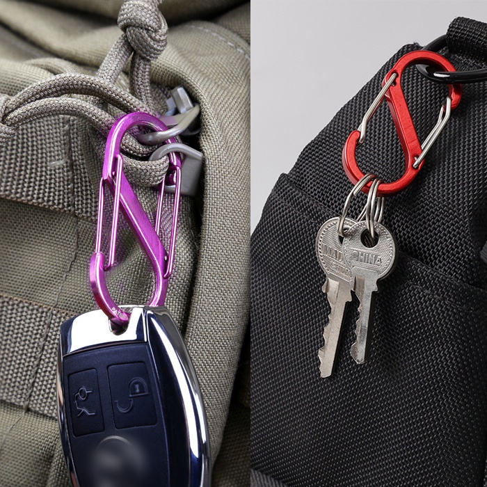 [Harga Grosir]Gantungan Kunci Carabiner Multifungsi Bentuk Kotak / Ikan / S Portable Tahan Lama Untuk Outdoor / Camping / Hiking/Hot Sale