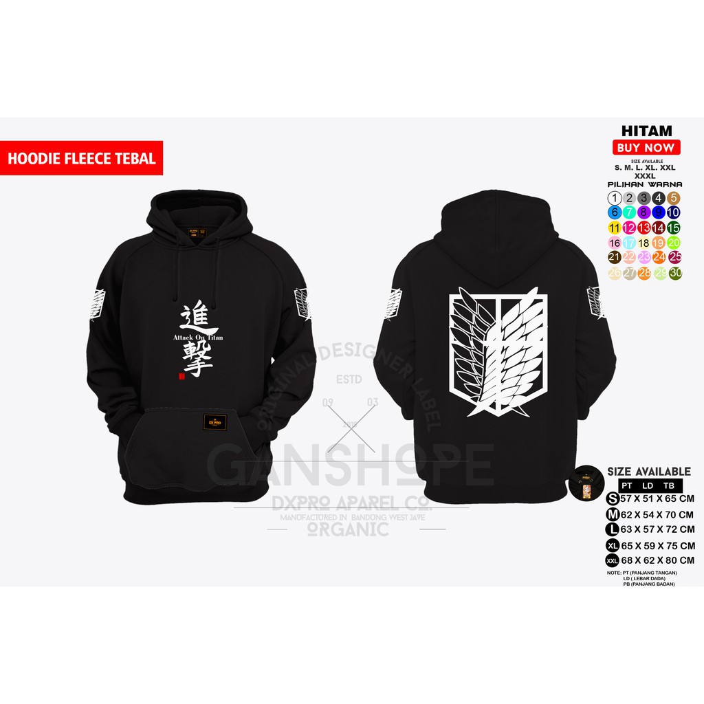 JAKET HOODIE ANIME ATTACK ON TITAN ANAK HINGGA DEWASA