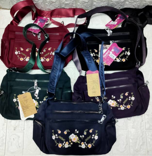 Tas selempang 8896-11bordir bunga