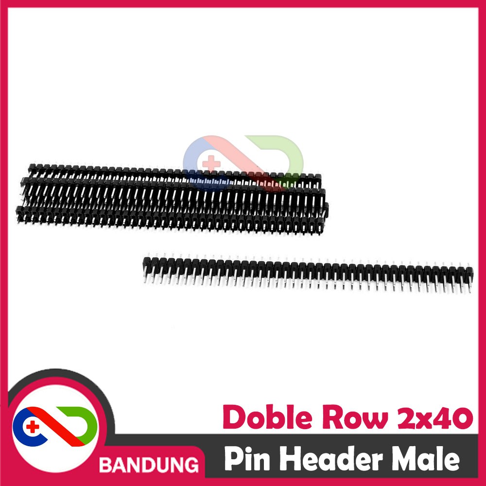 Pin Header Strip Male Double Row 2x40 2.54mm Black Hitam