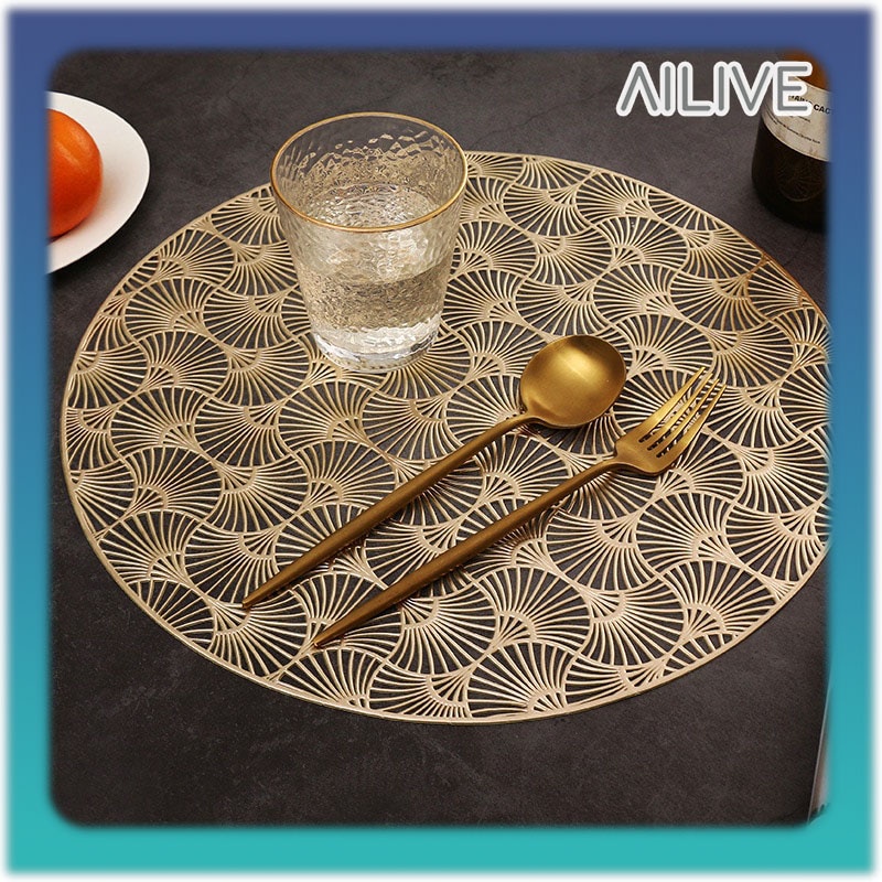 Tatakan Meja PVC Motif Daun Tahan Panas Table Mat Fine Dining