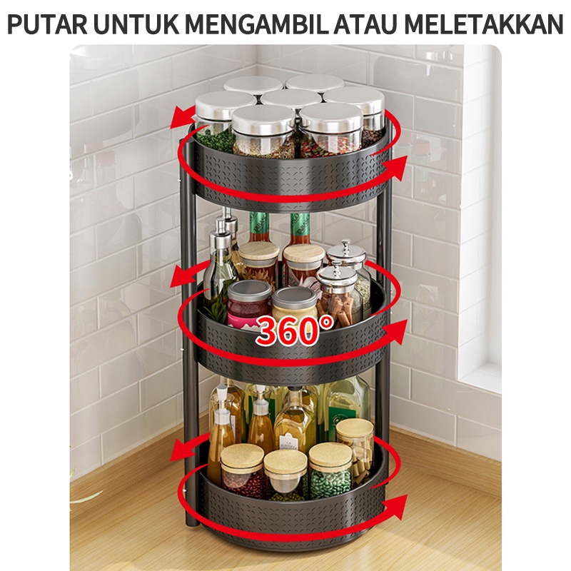 Tempat Bumbu Rak Dapur Stainless Rak Bumbu Dapur Berputar