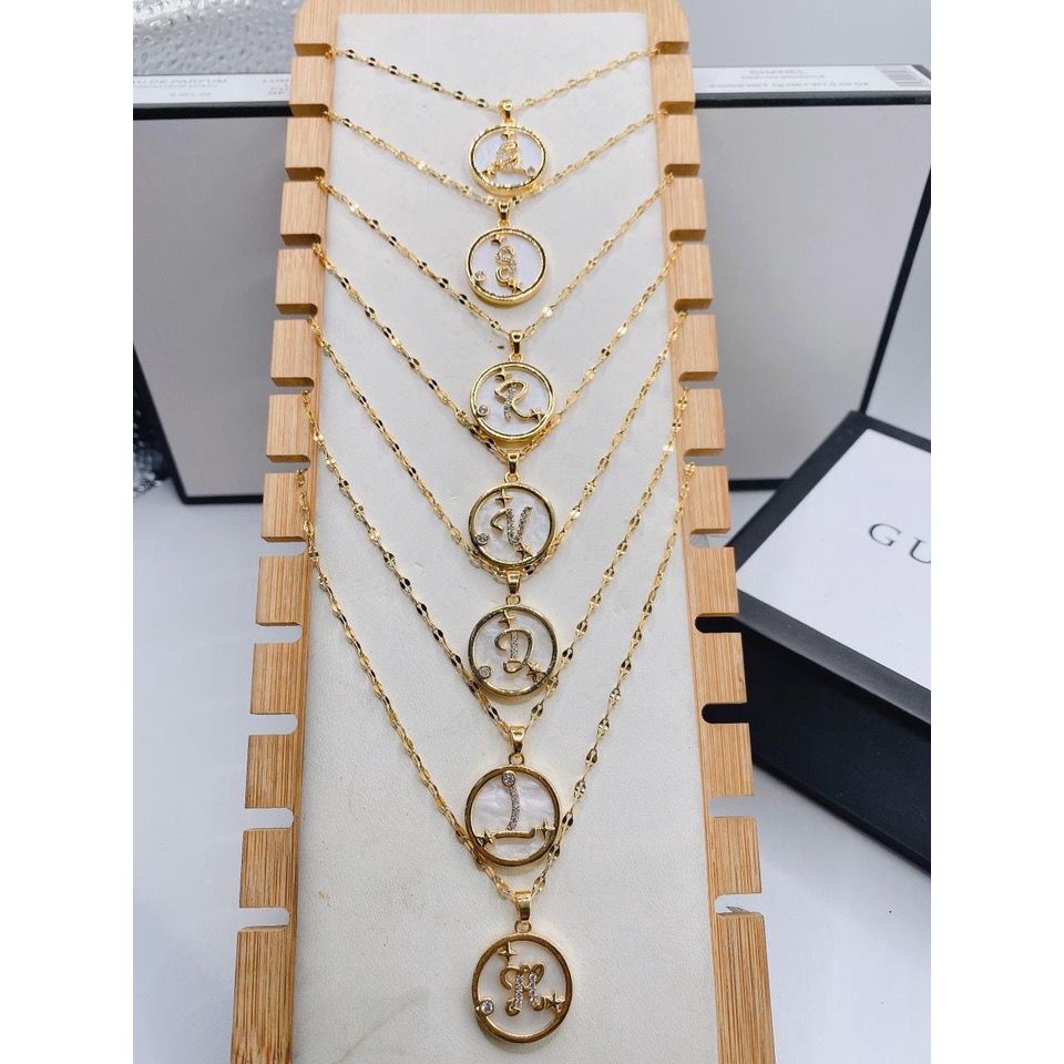 COD! kalung wanita titanium huruf variasi gold anti karat import