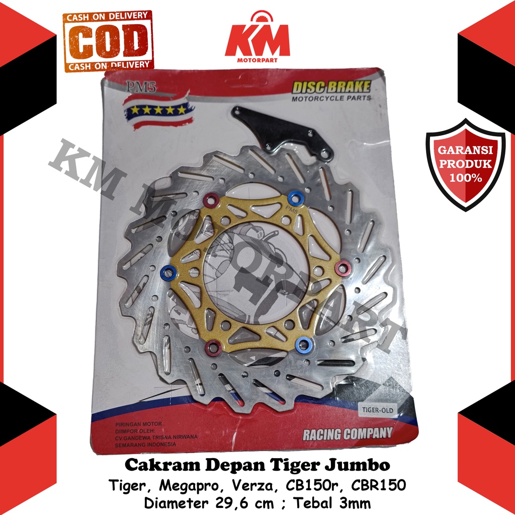 Cakram Depan Tiger Megapro CB150r CBR Verza Jumbo Bonus Breket Piringan Rem Depan Variasi