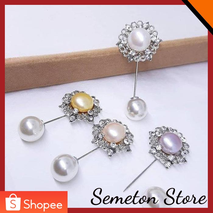 Tuspin jilbab hijab bunga mutiara asli air tawar lombok aksesoris perhiasan wanita cewek RM236