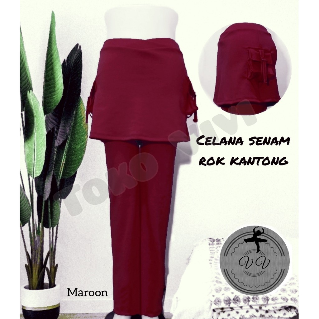 CELANA SENAM ROK KANTONG MAROON / CELANA SENAM ROK TANPA KANTONG MAROON