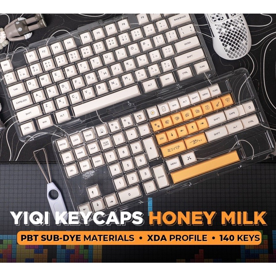 Yiqi Honey Milk Japanese PBT Dye-sub Keycaps 140 set XDA Profile