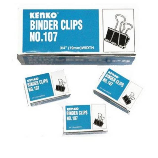 

[KOTAK KECIL] Binder Clip Kenko No.107 (isi 12 penjepit)